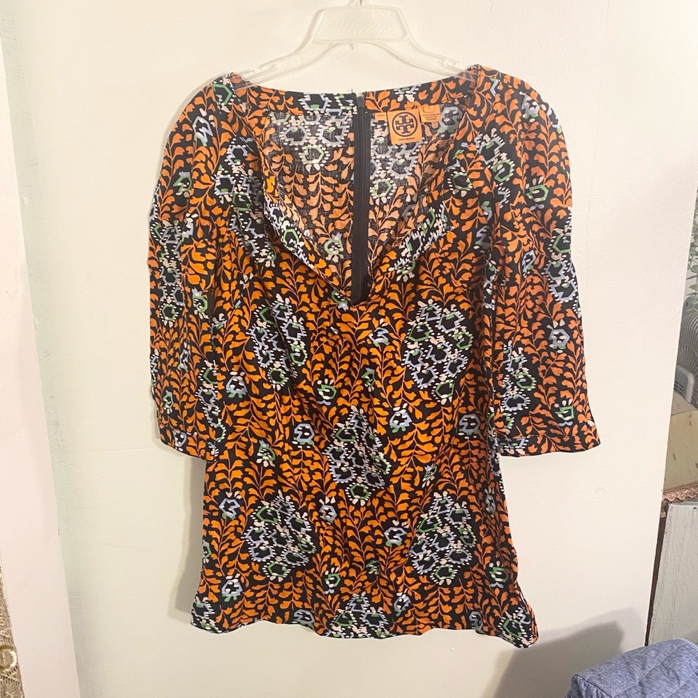 •Tory Burch• Patterned Linen Tunic